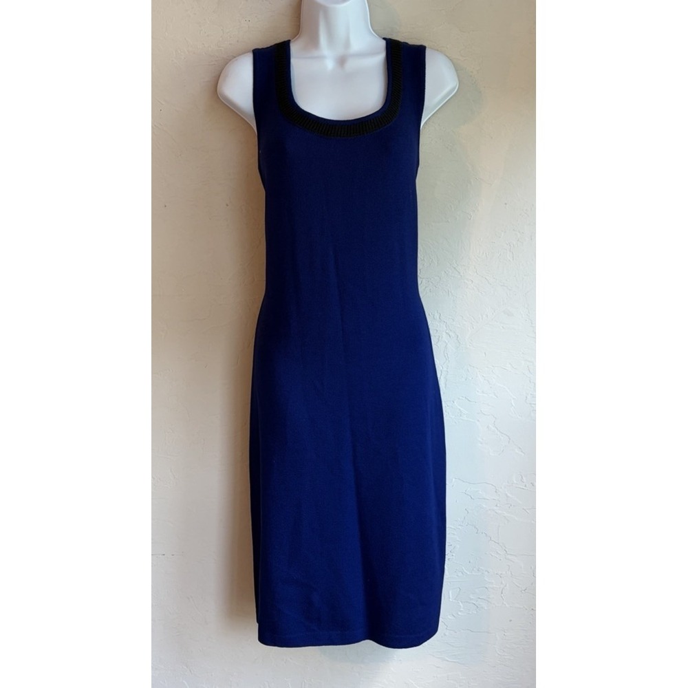 St. John Collection Santana Knit Sleeveless Sheath Dress 12 Royal Blue Luxury